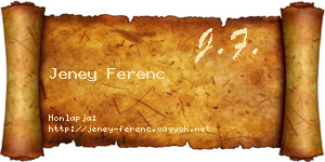 Jeney Ferenc névjegykártya