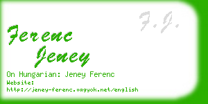 ferenc jeney business card